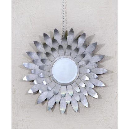 Silver Sun Metal Sunburst Round Wall Mirror CMM119-SL