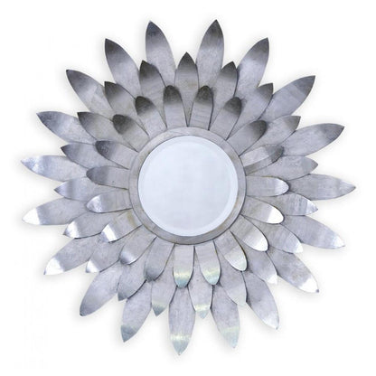 Silver Sun Metal Sunburst Round Wall Mirror Hung CMM119-SL