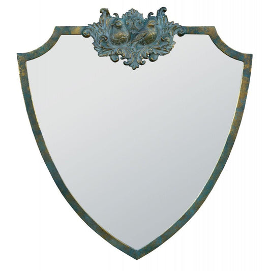 Woodland Crest Bird Shield Mirror in Green Gold CMM200-GNGO