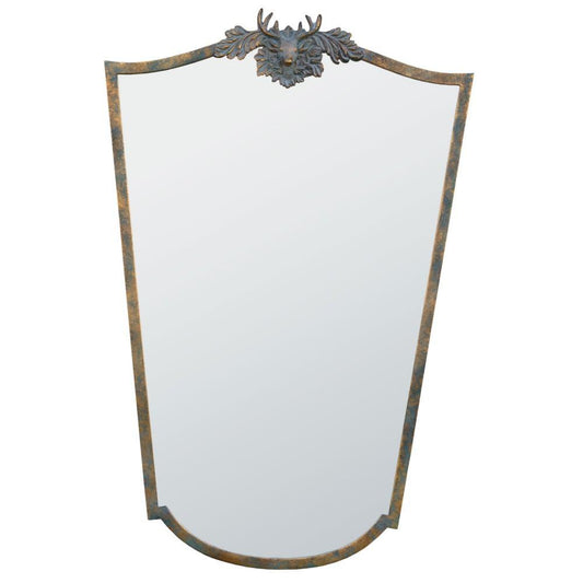 Woodland Crest Deer Shield Mirror in Green Gold CMM201-GNGO