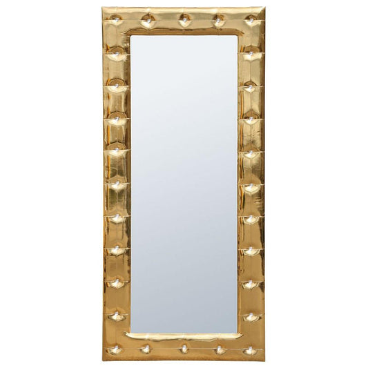 High Gloss Gold Fabric with Embedded Diamante Buttons Tall Mirror DYL-1516-1