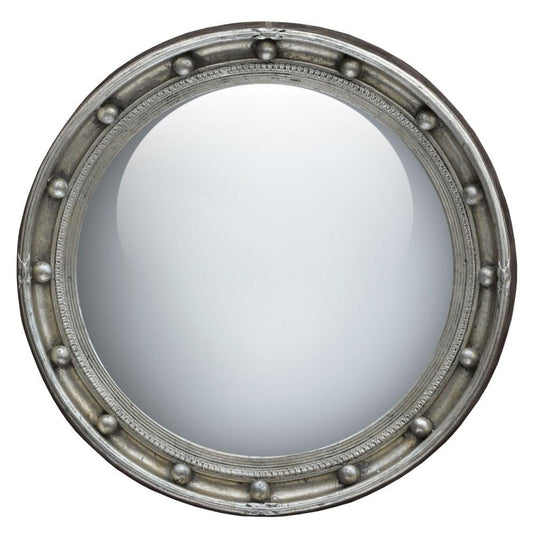 Porthole Luxe Convex Silver Gilt Leaf Round Wall Mirror 46cm FTN011E-SL-46-46