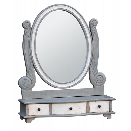 Isabella Grey Table Mirror with Drawers JS2090-GYWH