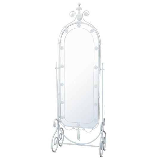 White Iron Floor Standing Antique French Cheval Mirror KF245JAYA