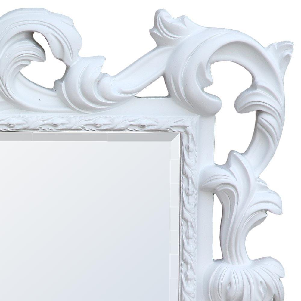 Baroque White Overmantle Mirror Close Up MIW-014-WH