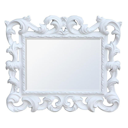 Baroque White Overmantle Mirror MIW-014-WH