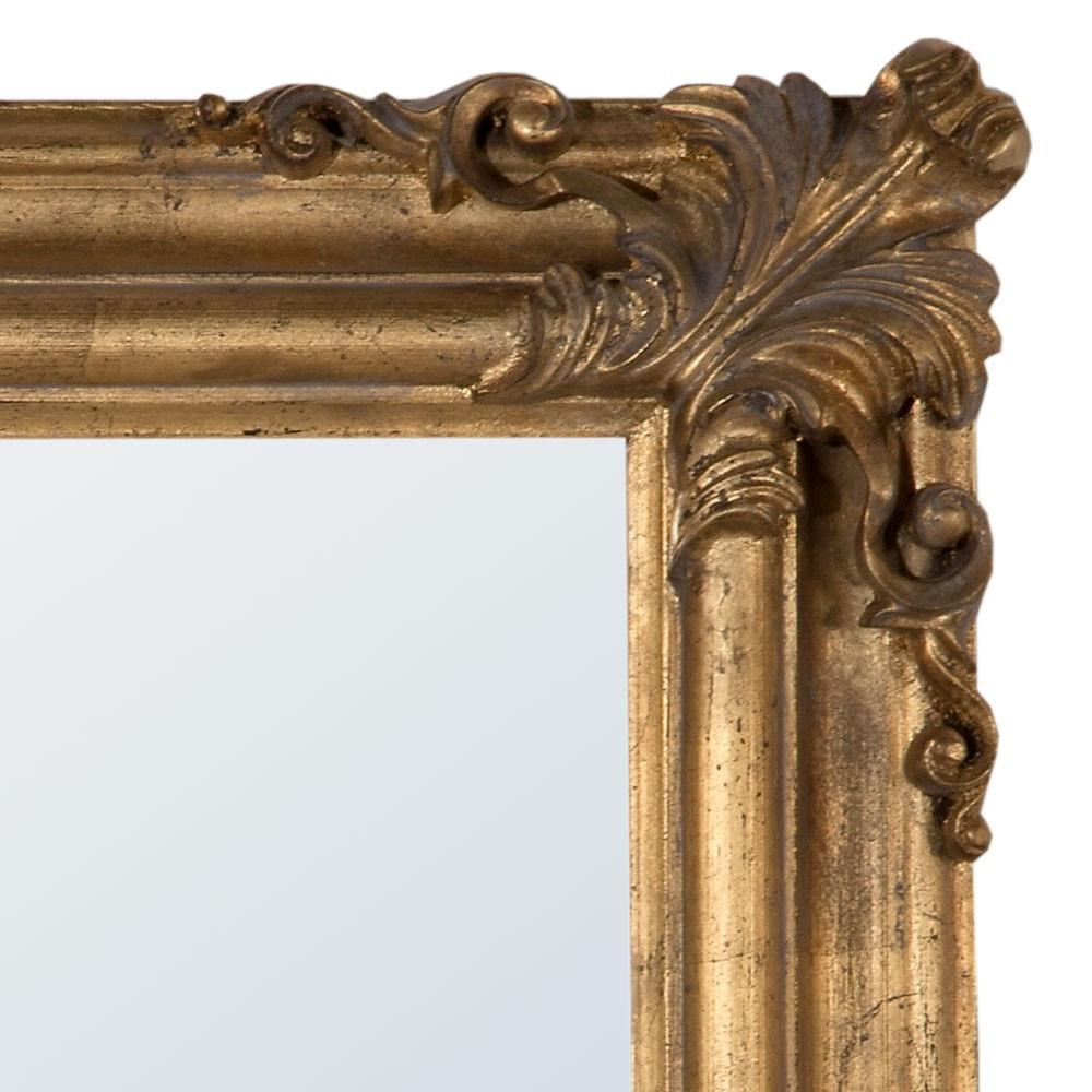 Edward Antique Gold Foliage Detailing Frame Wall Mirror Close Up MIW-016-GO