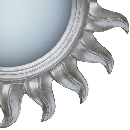 Sunburst Flame Silver Sun Frame Convex Mirror Close up MIW-019-SL