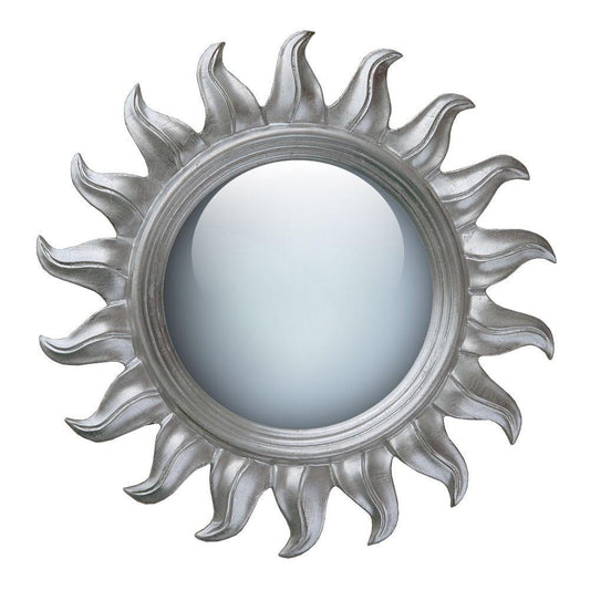 Sunburst Flame Silver Sun Frame Convex Mirror MIW-019-SL