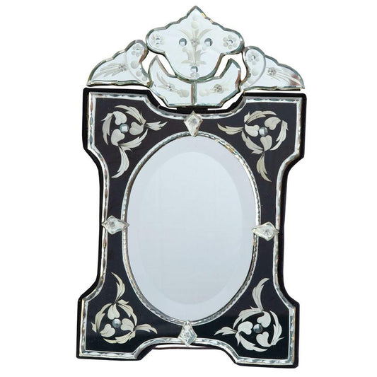 Venetian Table Mirror Black Scalloped and Arched PVM-GM4-BL-30-50