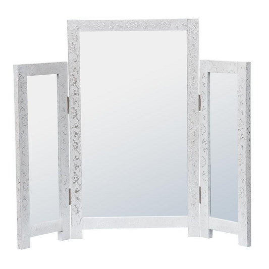 Chaandhi Kar White Silver Embossed Mirror R1-3050-300