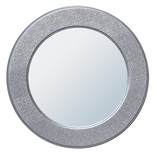 Chaandhi Kar Silver Embossed Circular Mirror R1-8228-301