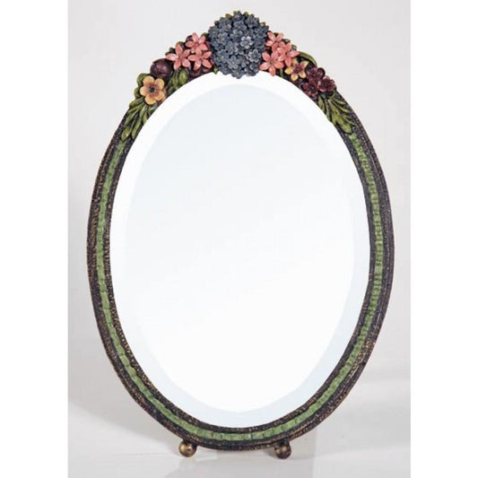 Small Oval Barbola Table Mirror Petal Star Flower Frame TBM131-MC-22-32