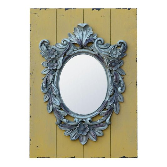 Circle Oval Mirror on Distressed Wood TFM219