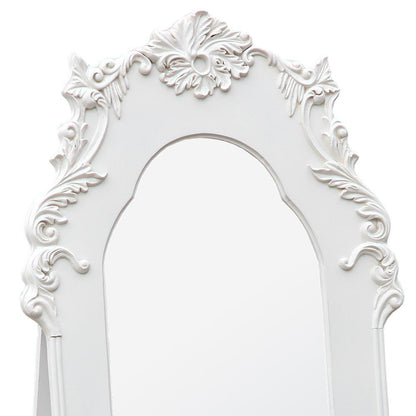 Boudoir Provence Antique White Floor Standing Mirror Close Up Top TFM8027-AW