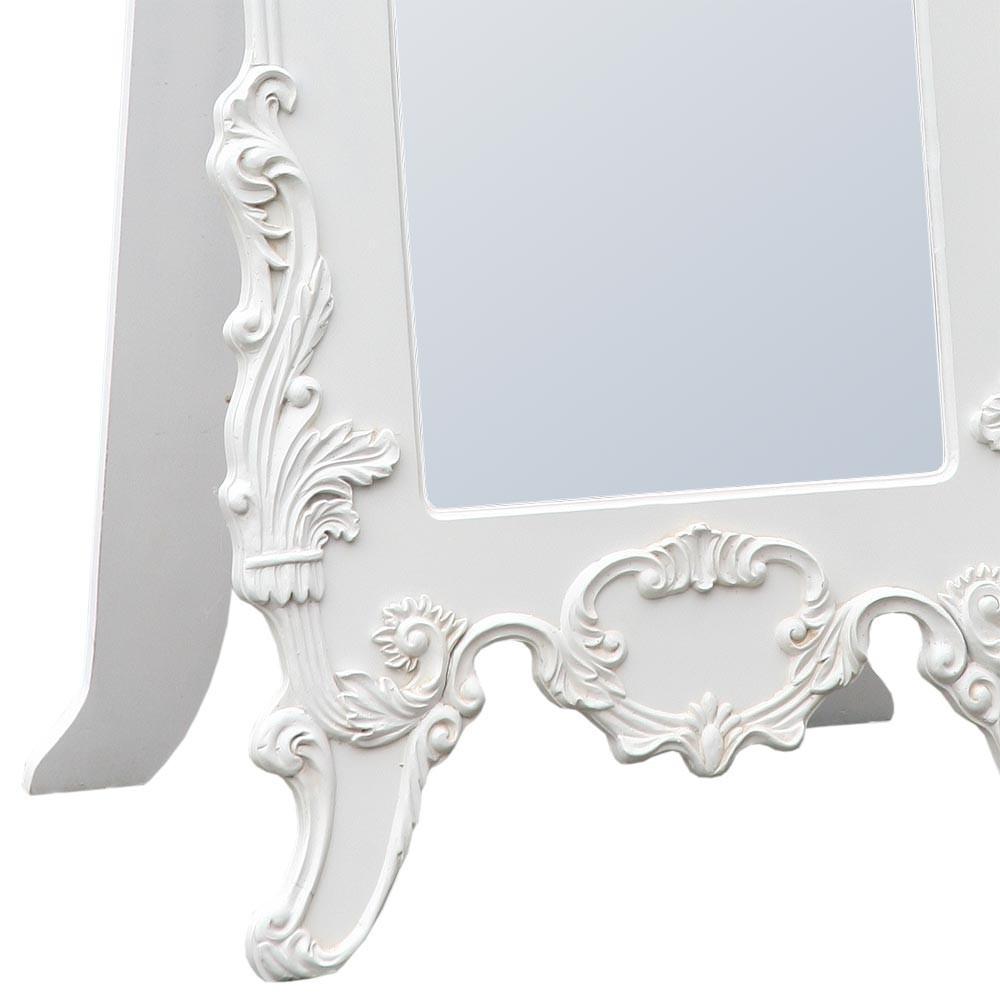 Boudoir Provence Antique White Floor Standing Mirror Close Up Bottom TFM8027-AW