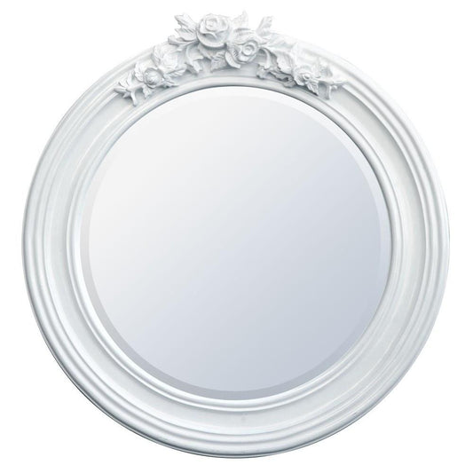 Round Rose Crest White Mirror TS1011-WH