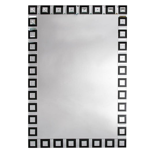 Contemporary Venetain Geometric Black and Clear Mirror VEN-W0053